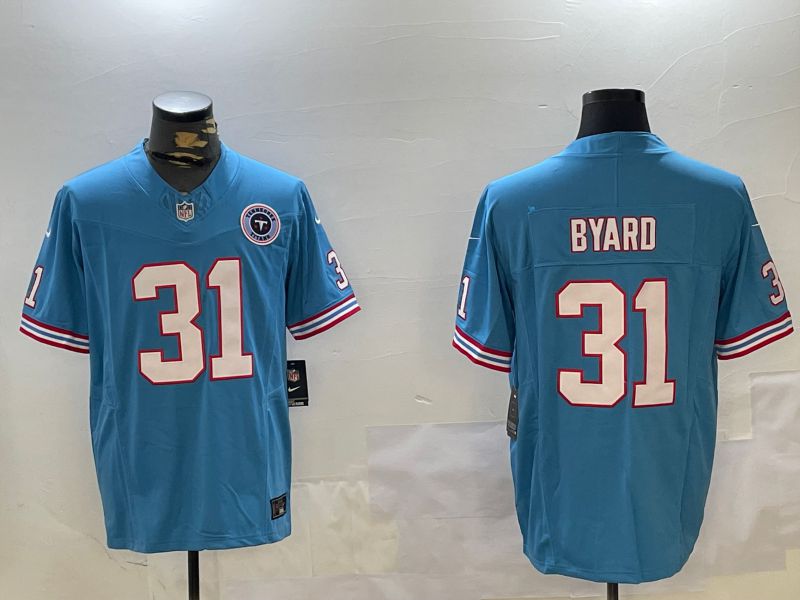 Men Tennessee Titans #31 Byard Light Blue Throwback Three generation 2024 Nike Limited NFL Jersey style 2